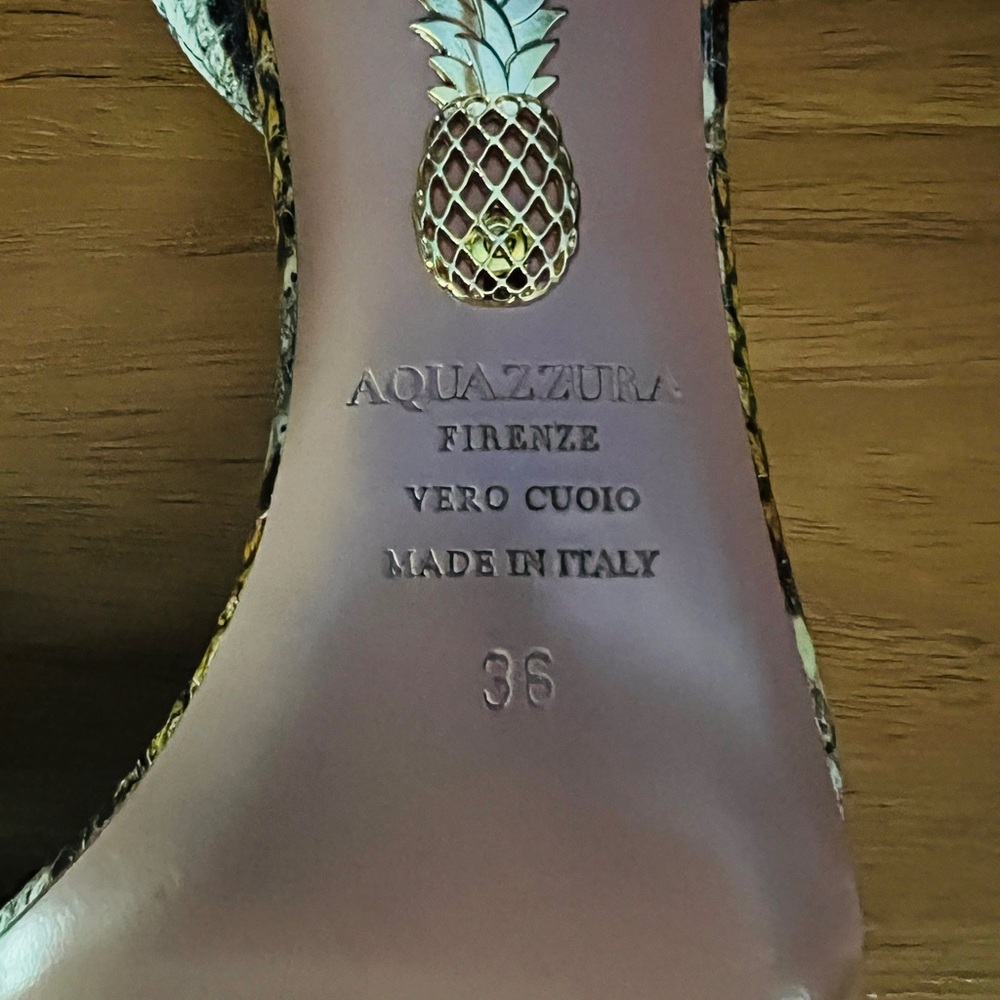 Aquazzura Python Print Slingback Sandals Stiletto… - image 4